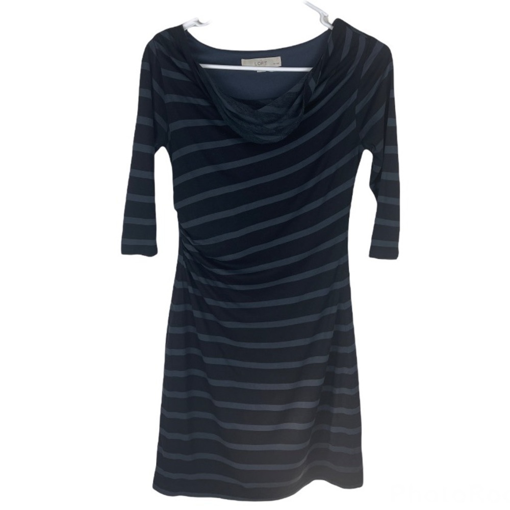 Ann Taylor Loft Black Strip Casual Dress Size XSP